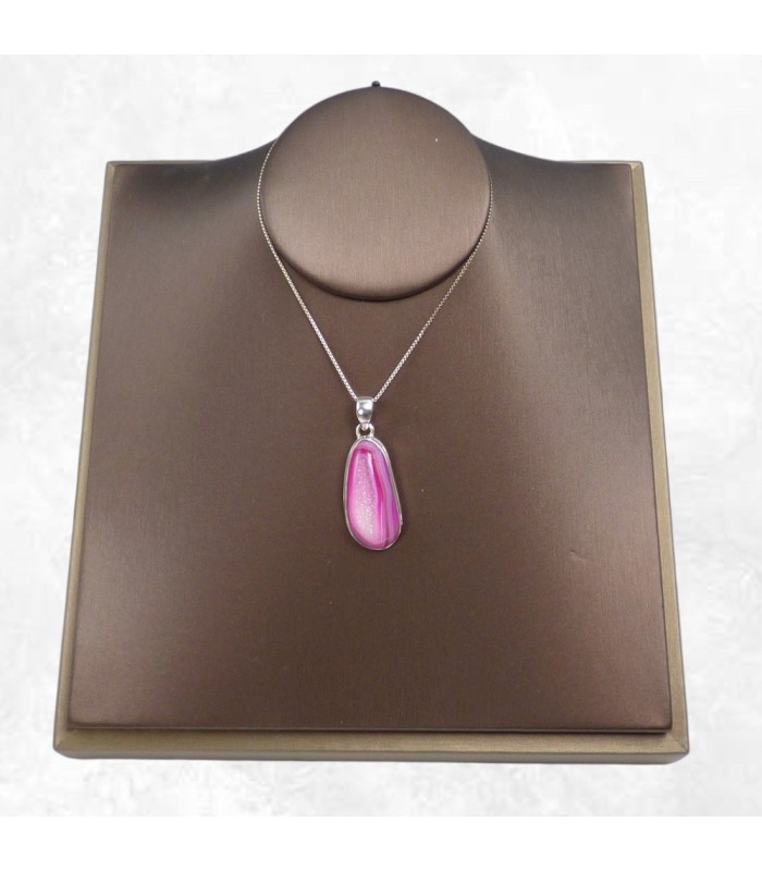 Pendentif Agate druze rose – Argent 925 certifié