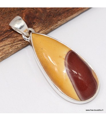 Pendentif Jaspe Mokaïte goutte authentique en argent 925

