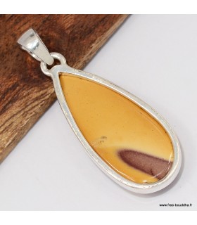 Pendentif Jaspe Mokaïte goutte authentique en argent 925

