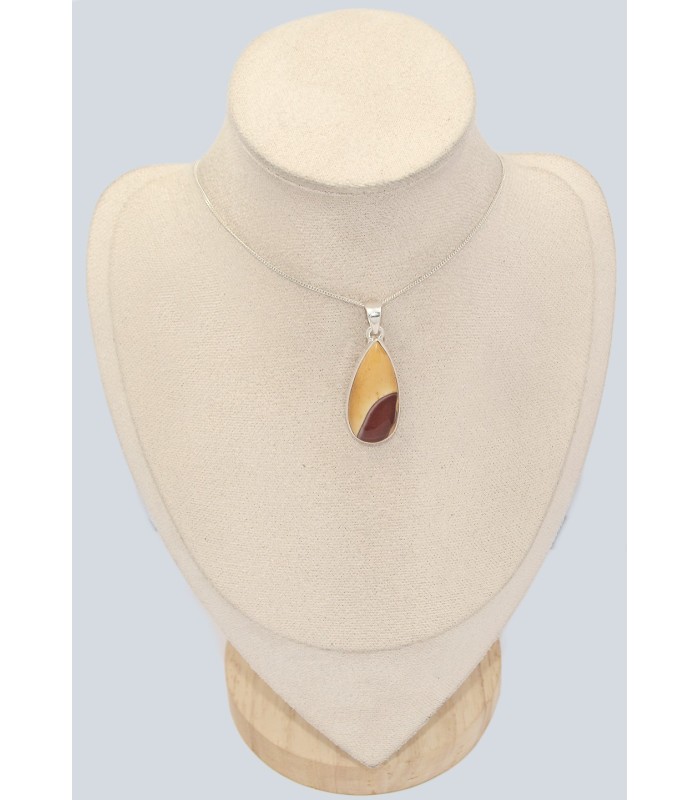 Bijou Jaspe Mokaïte pendentif goutte - Argent 925