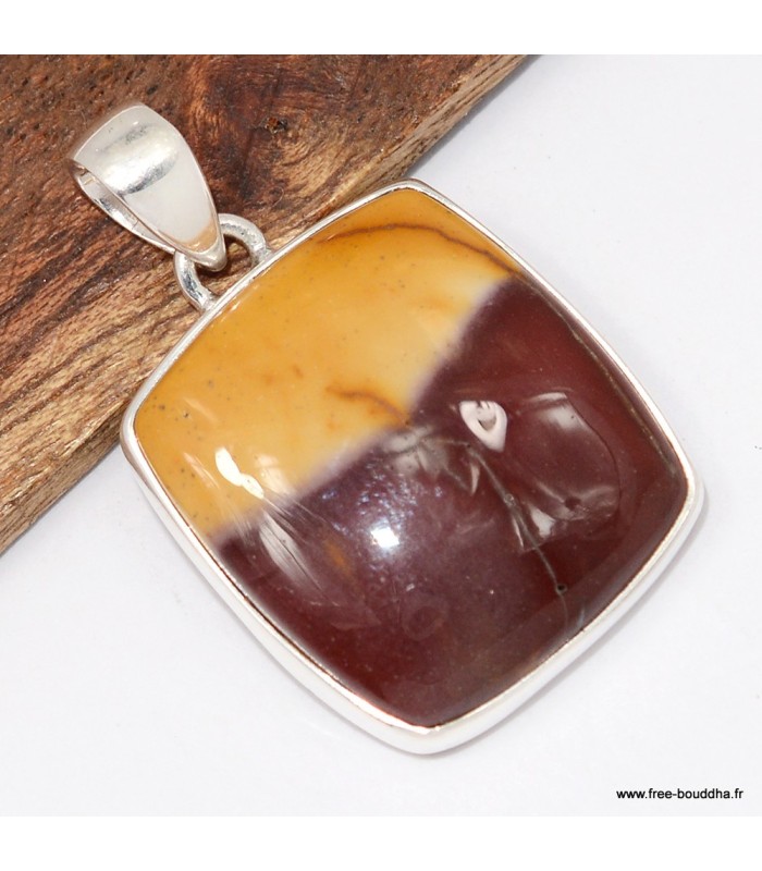 Pendentif carré en Jaspe Mokaïte - Argent 925
