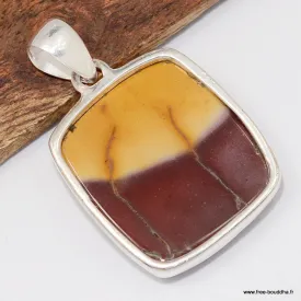 Pendentif carré en Jaspe Mokaïte - Argent 925 - Pendentifs pierres naturelles