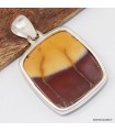 Pendentif jaspe mokaïte carré argent 925, pierre naturelle authentique