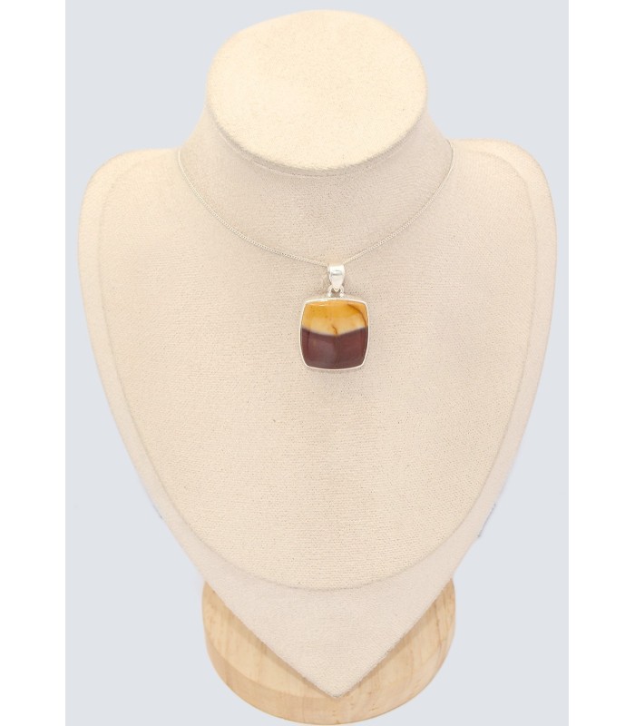 Pendentif carré en Jaspe Mokaïte - Argent 925