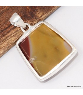 Pendentif Jaspe Mokaïte véritable argent 925 avec certificat
