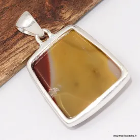 Pendentif Jaspe Mokaïte forme trapèze - Argent 925 - Pendentifs pierres naturelles
