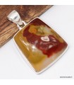 Pendentif Jaspe Mokaïte véritable argent 925 avec certificat
