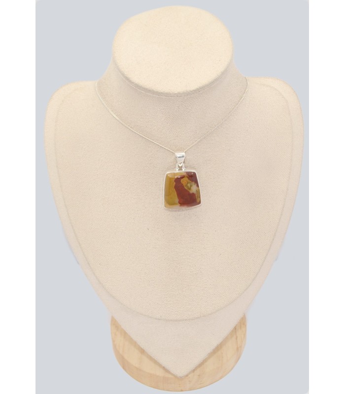 Pendentif Jaspe Mokaïte forme trapèze - Argent 925