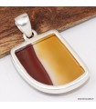 Pendentif Jaspe Mokaïte forme libre authentique en argent 925