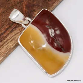 Pendentif Jaspe Mokaïte forme libre - Argent 925 - Pendentifs pierres naturelles