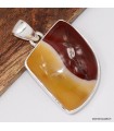 Pendentif Jaspe Mokaïte forme libre authentique en argent 925