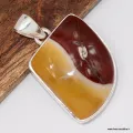 Pendentif Jaspe Mokaïte forme libre - Argent 925 - Pendentifs pierres naturelles