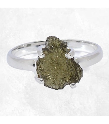 Bague Moldavite brute certifiée, de République Tchèque - T59
