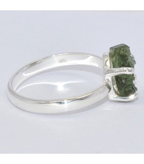 Bague Moldavite brute – lithothérapie argent 925 taille 59