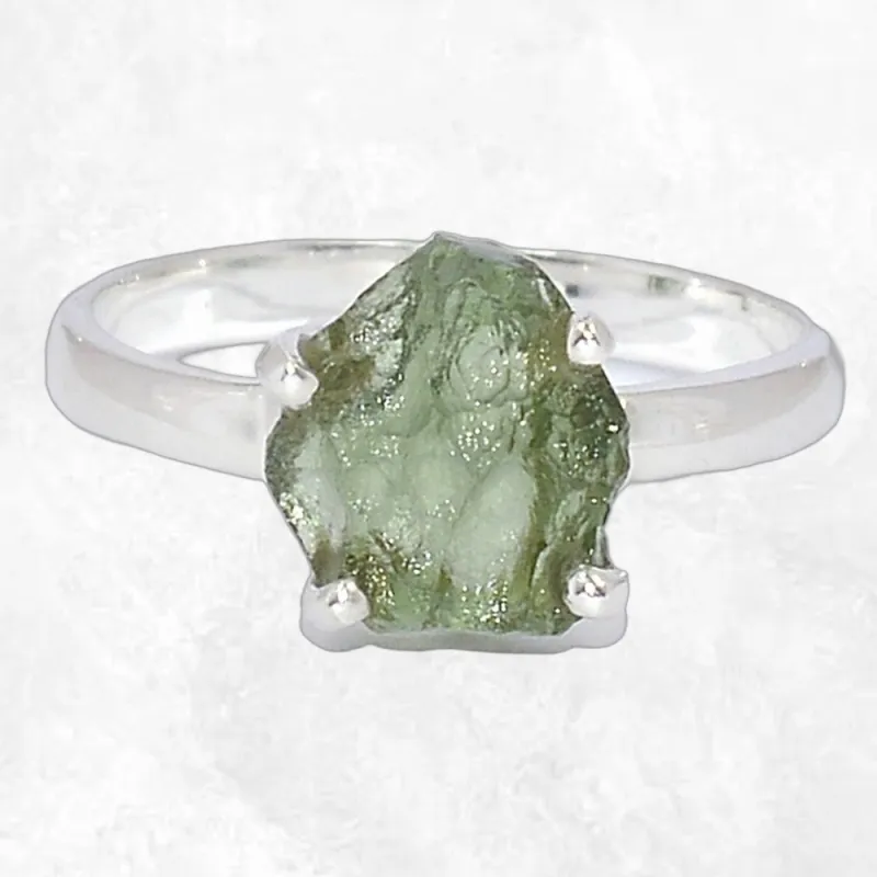 Bague moldavite argent taille 59 – Pierre de transformation - Bijoux en Moldavite