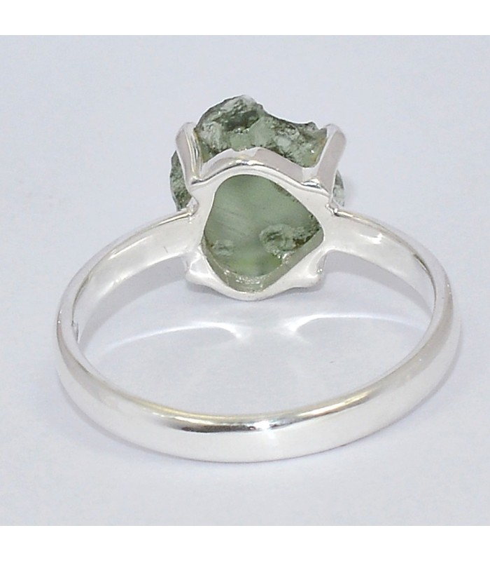 Bague Moldavite brute – Bague lithothérapie argent 925 taille 55/56