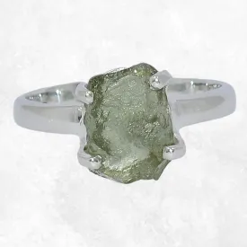 Bague en moldavite naturelle T 55/56 – Argent 925 authentique - Bijoux en Moldavite