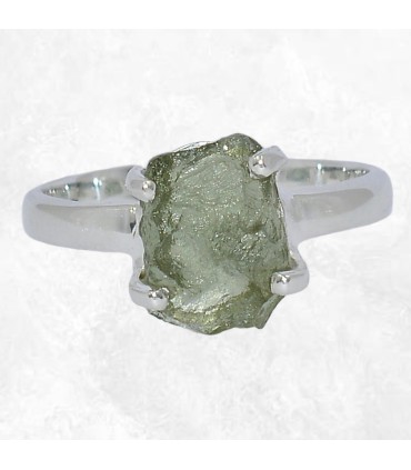 Bague Moldavite brute – Bague lithothérapie argent 925 taille 55/56