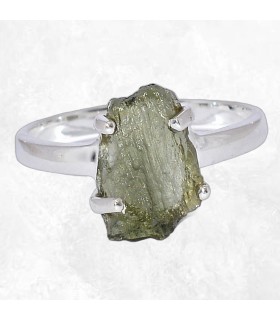 Bague en argent avec moldavite tchèque T 59