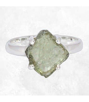 Moldavite brute – Bague lithothérapie argent 925 taille 57