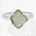 Bague argent 925 avec moldavite naturelle taille 55 - Bijoux en Moldavite