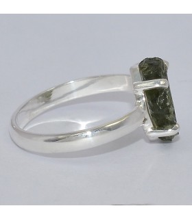 Moldavite brute – Bague lithothérapie argent 925 taille 57