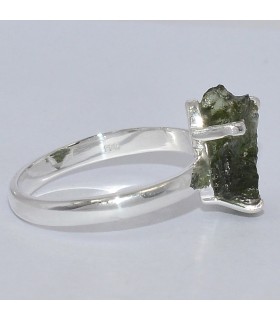 Bague Moldavite brute – Bague lithothérapie argent 925 taille 57