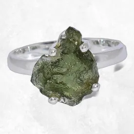 Bague véritable moldavite T 57 – Argent massif et pierre rare - Bijoux en Moldavite