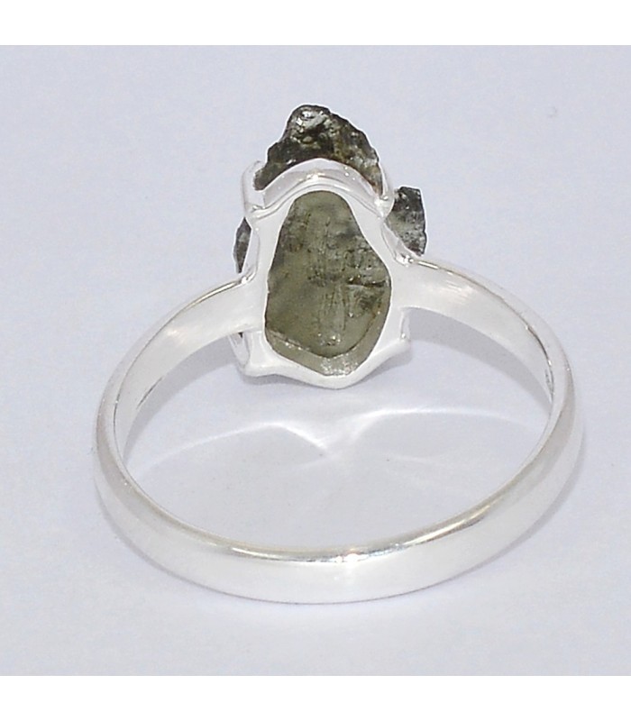 Bague Moldavite brute lithothérapie – argent 925 taille 59