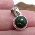 Pendentif rond en Opale noire du Chili - Argent 925 - Bijoux en Opale Noire