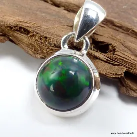 Pendentif rond en Opale noire du Chili - Argent 925 - Bijoux en Opale Noire