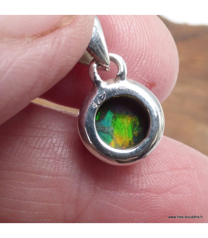 Pendentif Opale noire du Chili ronde pierre naturelle véritable