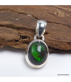 Pendentif Opale noire du Chili ovale pierre naturelle véritable