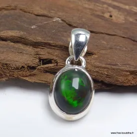 Pendentif ovale en Opale noire du Chili - Argent 925 - Bijoux en Opale Noire