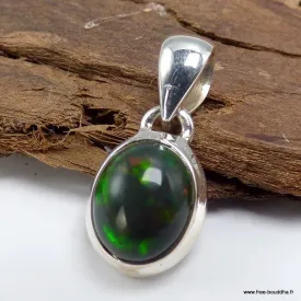 Pendentif ovale en Opale noire du Chili - Argent 925 - Bijoux en Opale Noire