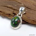 Pendentif ovale en Opale noire du Chili - Argent 925 - Bijoux en Opale Noire