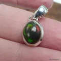 Pendentif ovale en Opale noire du Chili - Argent 925 - Bijoux en Opale Noire