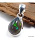 Pendentif Opale Noire authentique - Argent 925 - Goutte