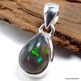 Pendentif Opale Noire authentique - Argent 925 - Goutte - Bijoux en Opale Noire
