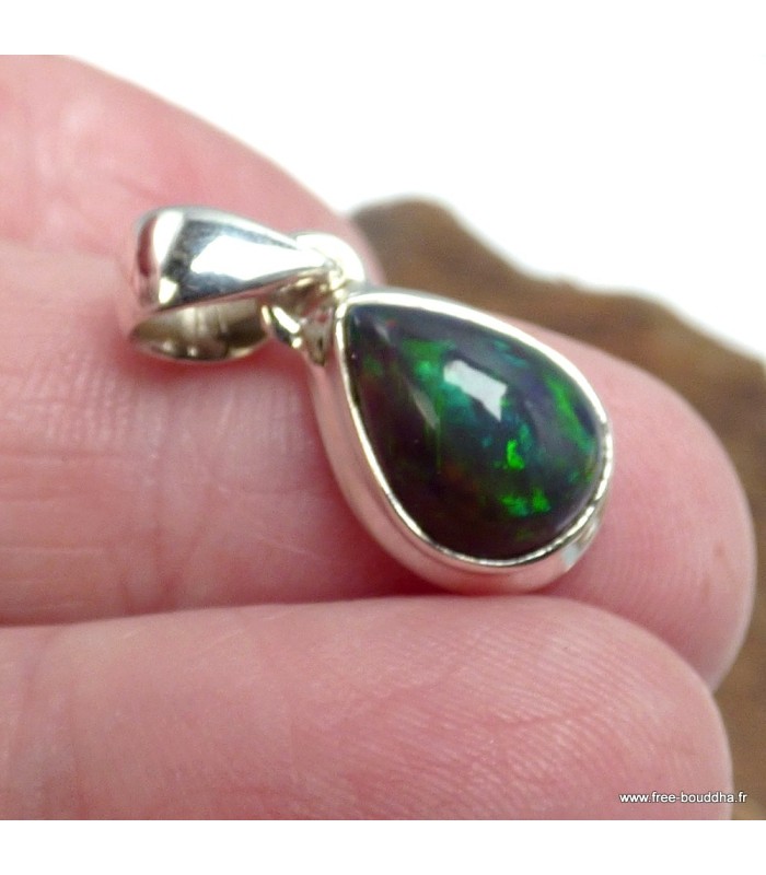 Pendentif Opale noire de Calama pierre naturelle véritable