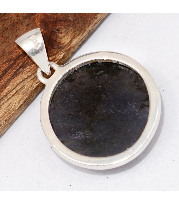 Pendentif ovale en pierre de soleil et argent 925 certifié.