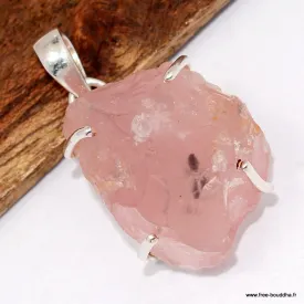 Pendentif quartz rose – Argent 925 et pierre naturelle - Pendentifs pierres naturelles