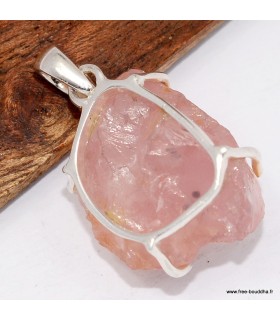 Pendentif quartz rose argent 925 – bijou artisanal tendre et élégant