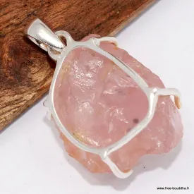 Pendentif quartz rose – Argent 925 et pierre naturelle - Pendentifs pierres naturelles