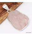 Pendentif Quartz rose brut serti clos authentique en argent 925