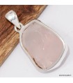 Pendentif Quartz rose brut serti clos authentique en argent 925
