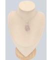 Pendentif Quartz rose brut serti clos authentique en argent 925