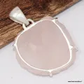 Pendentif en argent avec quartz rose authentique - Pendentifs pierres naturelles
