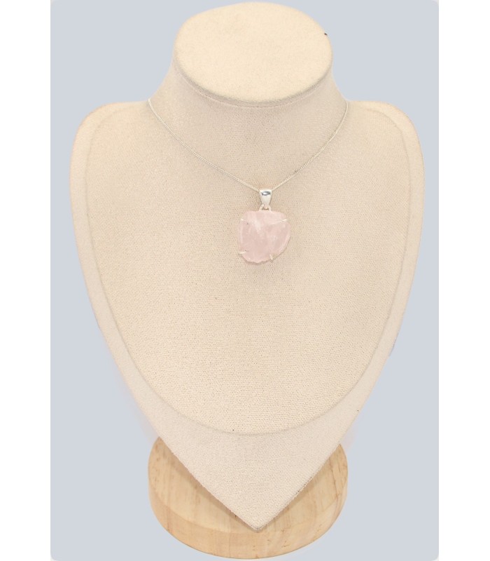 Pendentif en argent avec quartz rose authentique