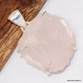 Pendentif en argent avec quartz rose authentique - Pendentifs pierres naturelles